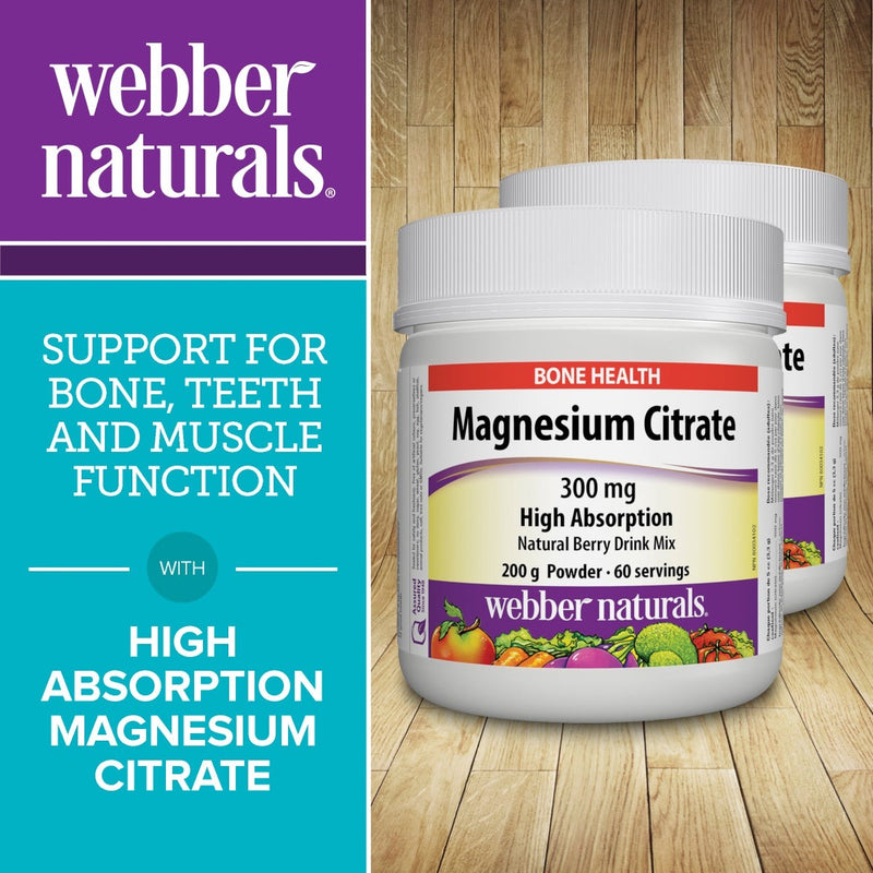 webber naturals Magnesium Citrate 300mg Powder, 200g, 2-pack