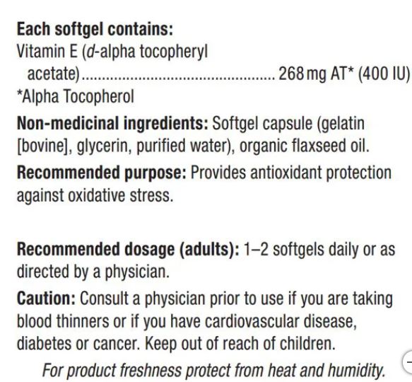 webber naturals Vitamin E 400 IU, 300 Softgels